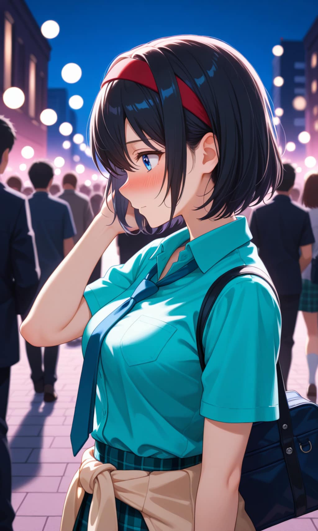 幼馴染と二人で、独特な灯りの街を歩く