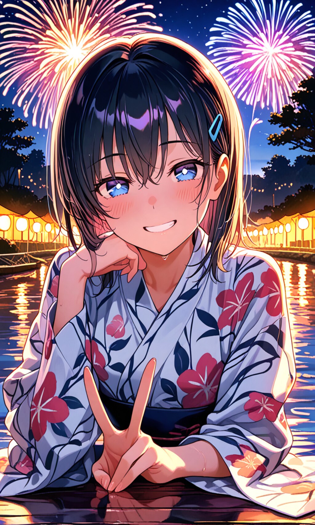 夏祭りと花火と浴衣の少女達