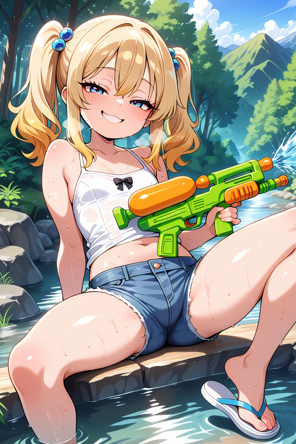メスガキ　川遊び