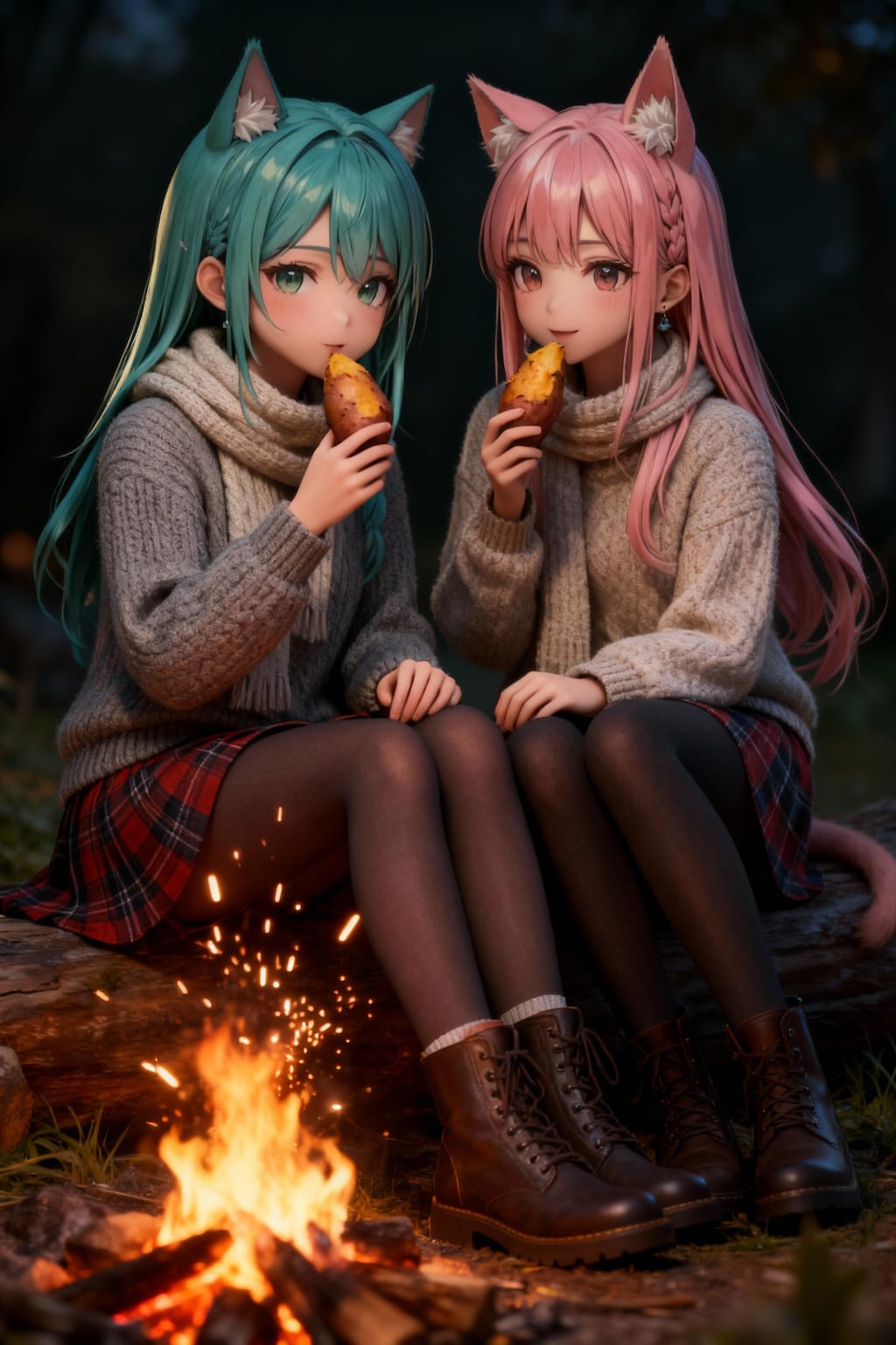 冬キャンプの猫耳姉妹🐱🐱