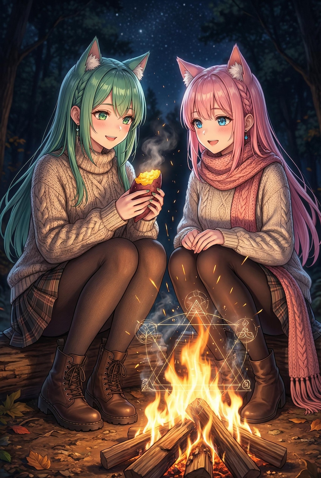 冬キャンプの猫耳姉妹🐱🐱