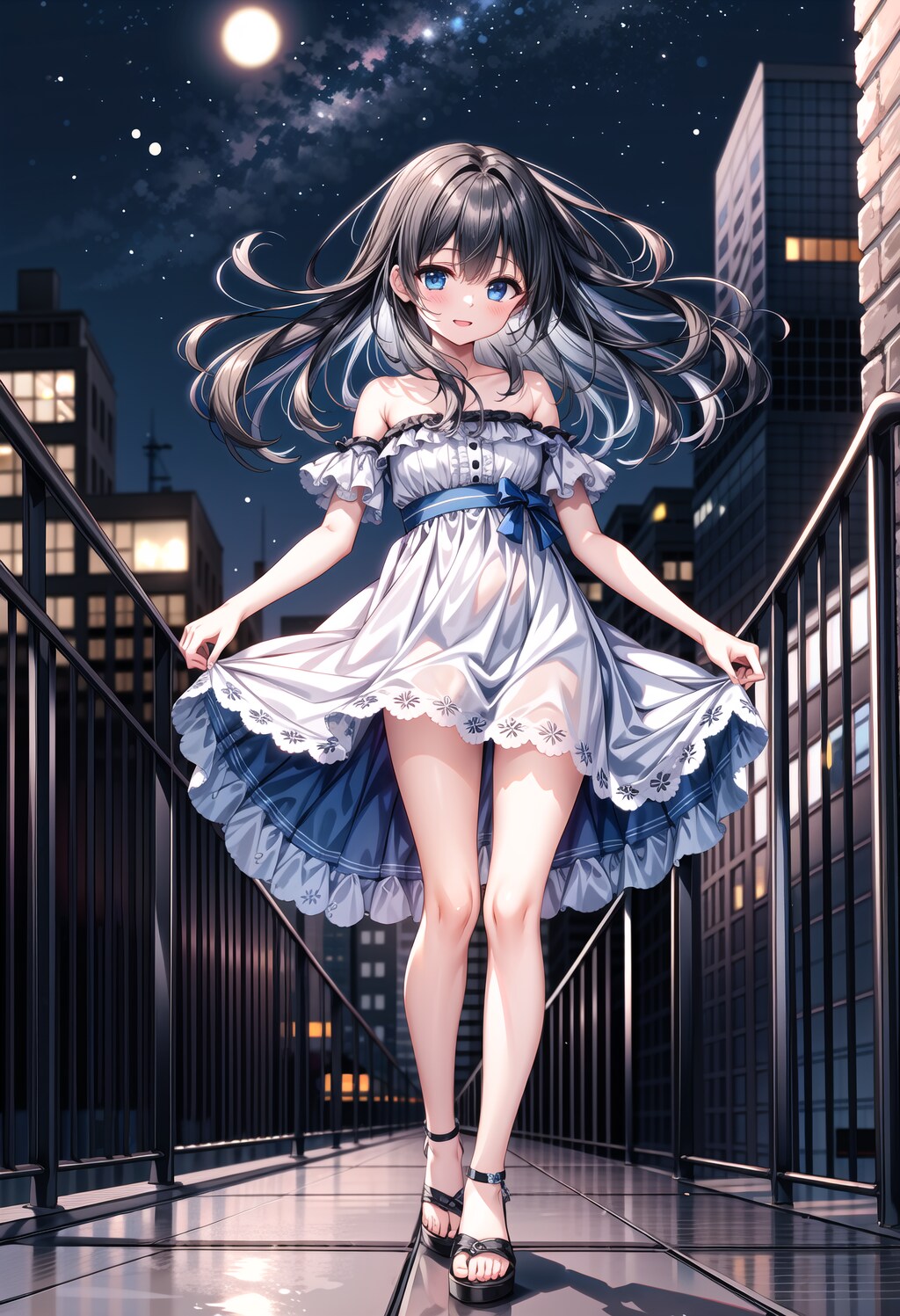 黒髪お嬢様・夜風に吹かれて
