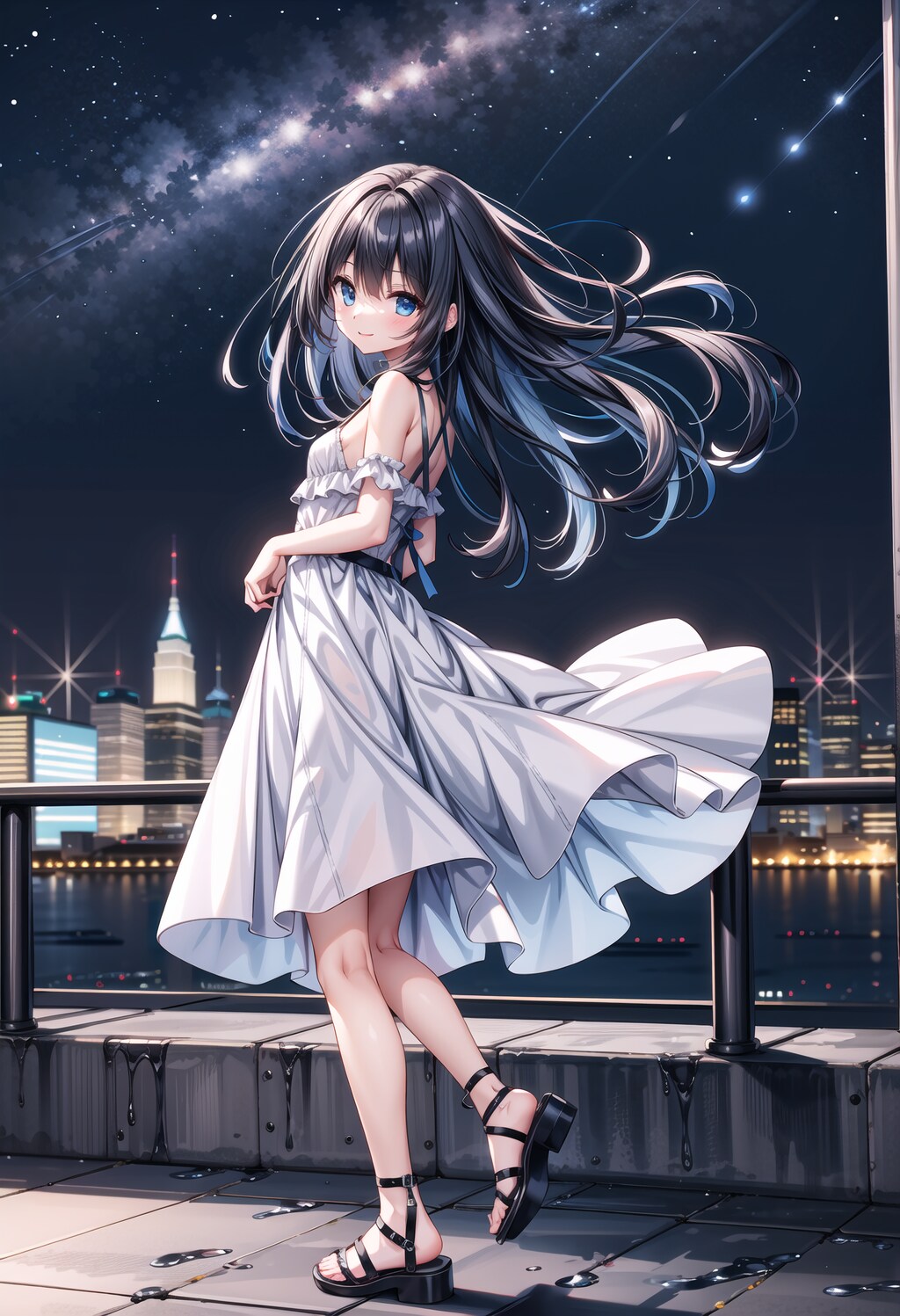 黒髪お嬢様・夜風に吹かれて