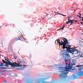 桜と竜と女の子 4枚目