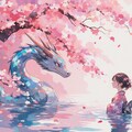 桜と竜と女の子 2枚目