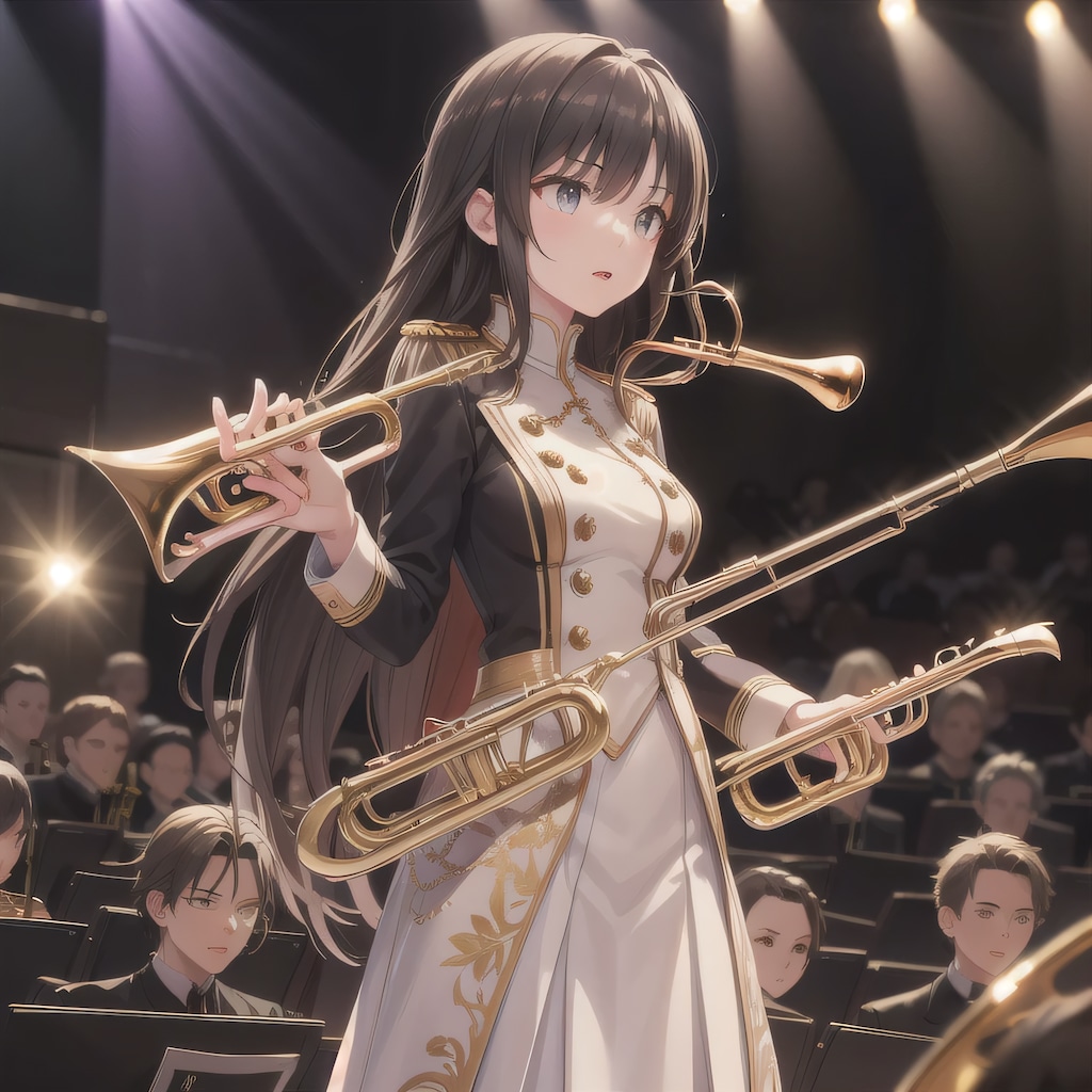 黒髪ロングでブラスバンドの少女３０