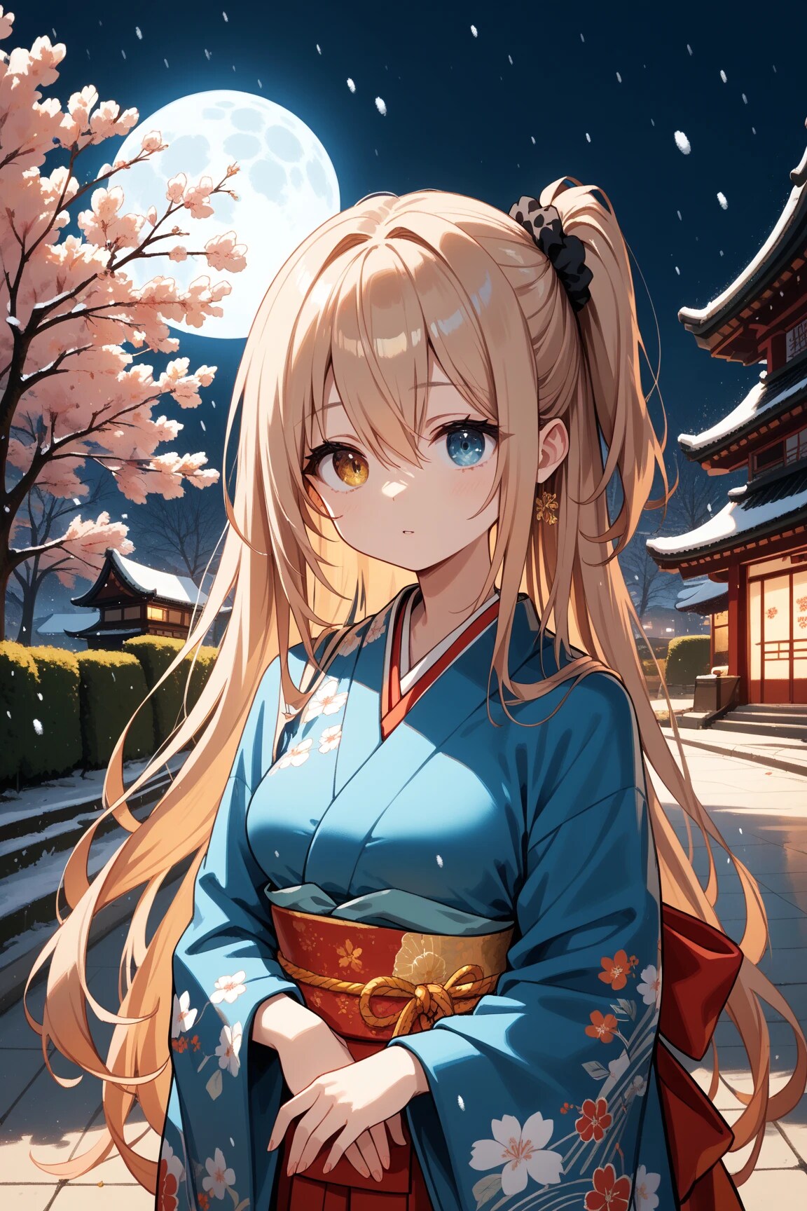 美砂ちゃんと雪と月と桜と