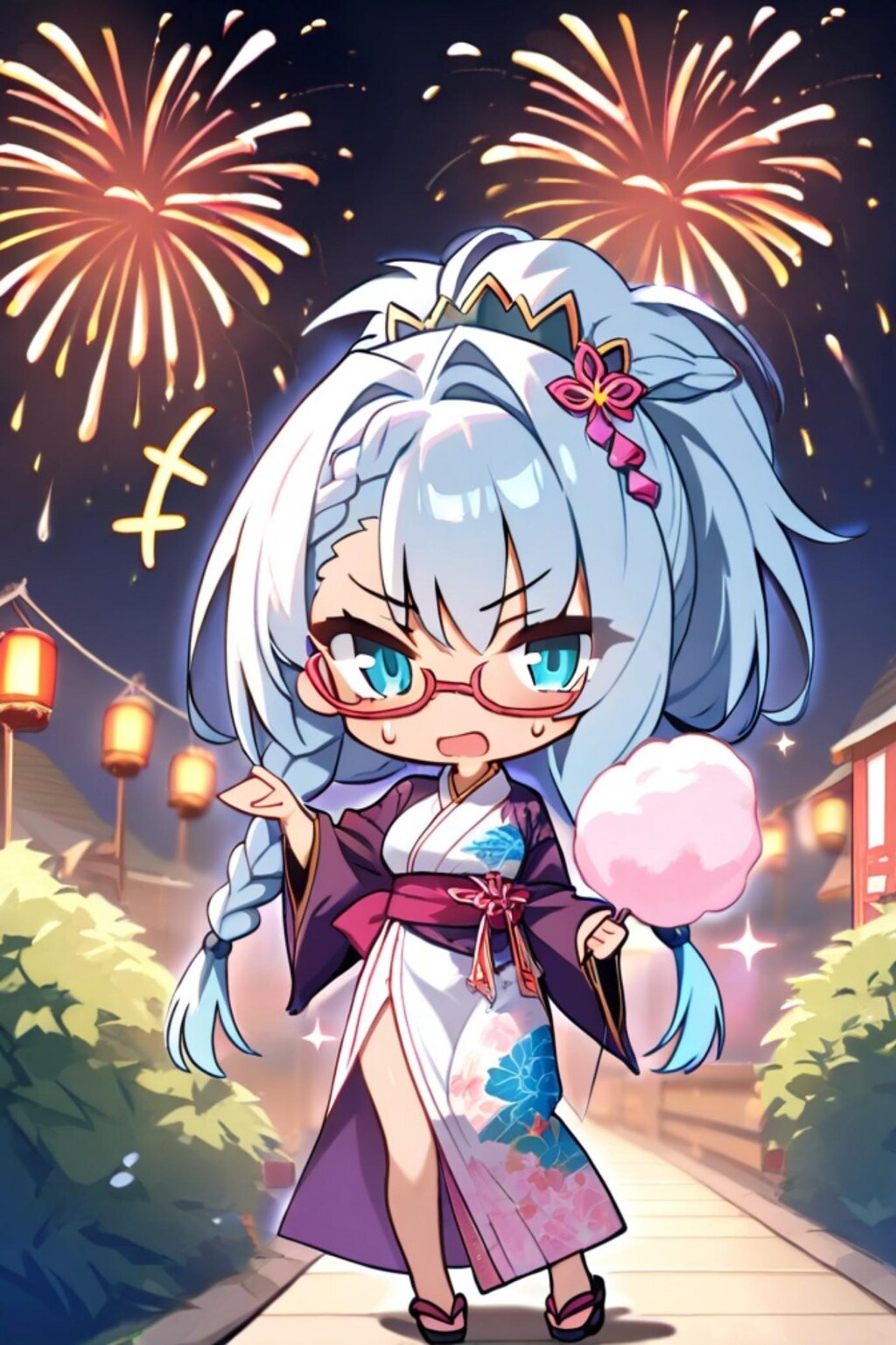 お祭りの青髪ちゃん