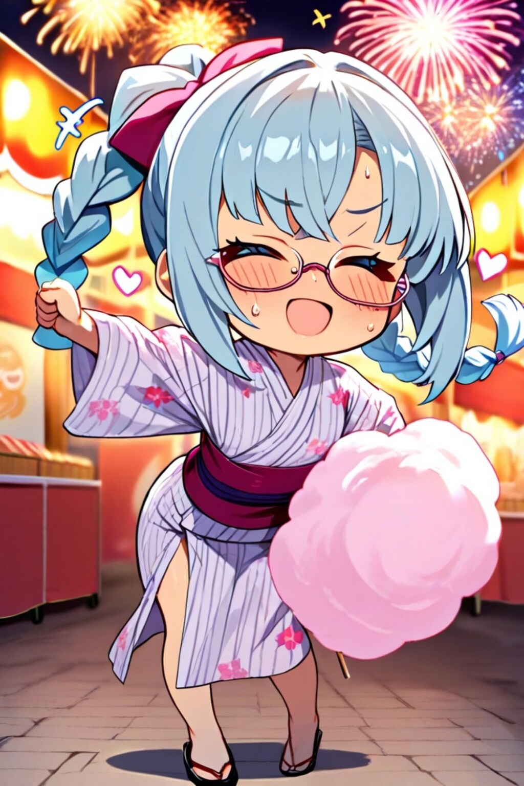 お祭りの青髪ちゃん