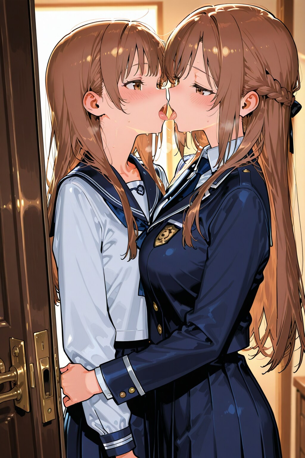玄関先で…
