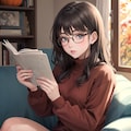 glasses reading sitting on the sofa 2枚目