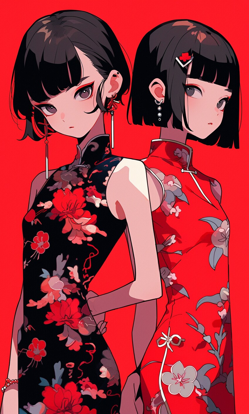 チャイナドレス姉妹