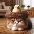 続・頭に鳥の巣を乗せた猫 3枚目