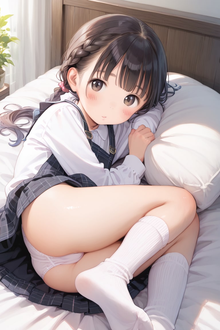 【サンプル】ジャンスカ〇リ〇リJ〇ちゃんたちの横たわりパンチラ（6枚）