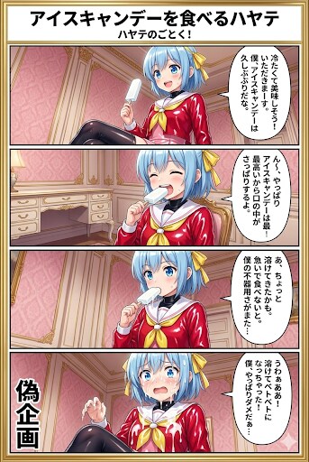 アイスキャンデーを食べるハヤテ　漫画