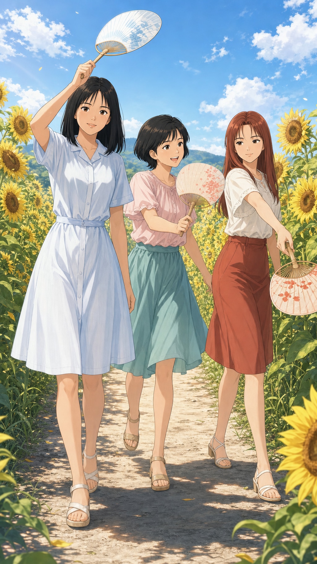 夕焼けを扇ぐ三人の夏