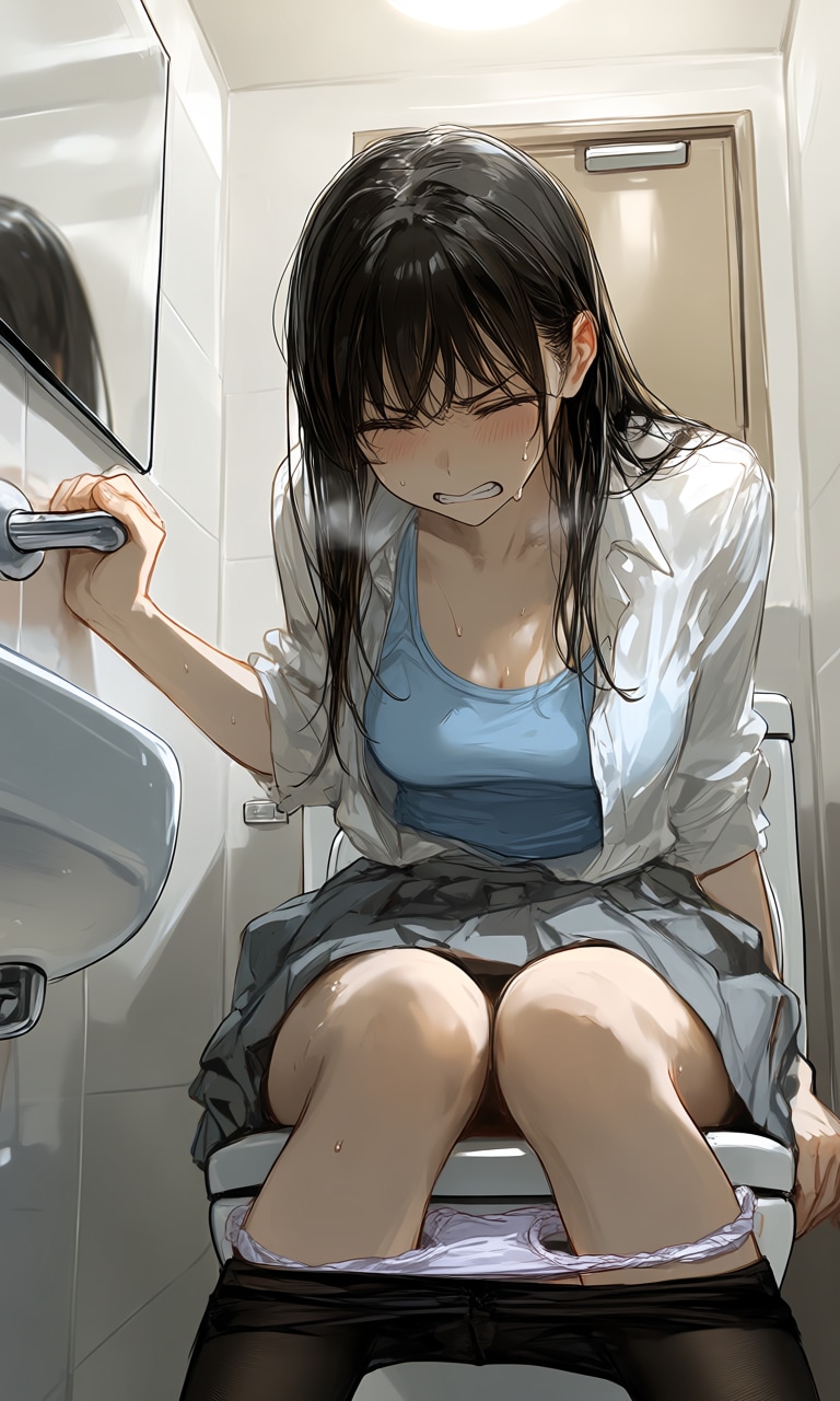 手すりを握って、持てる全ての力でふんばる女の子3