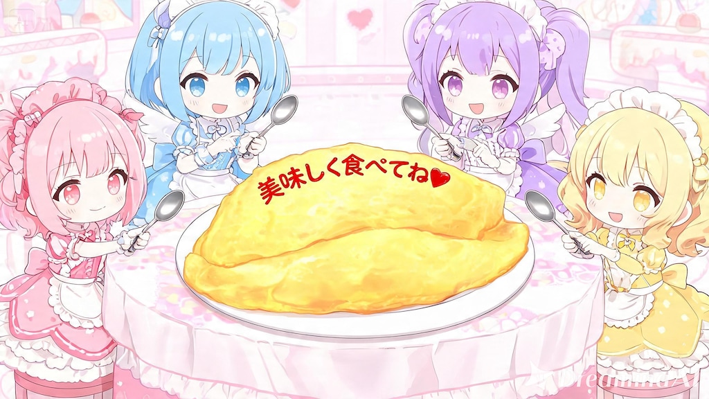 【#オムライス】をお上品に食べる魔法少女たち