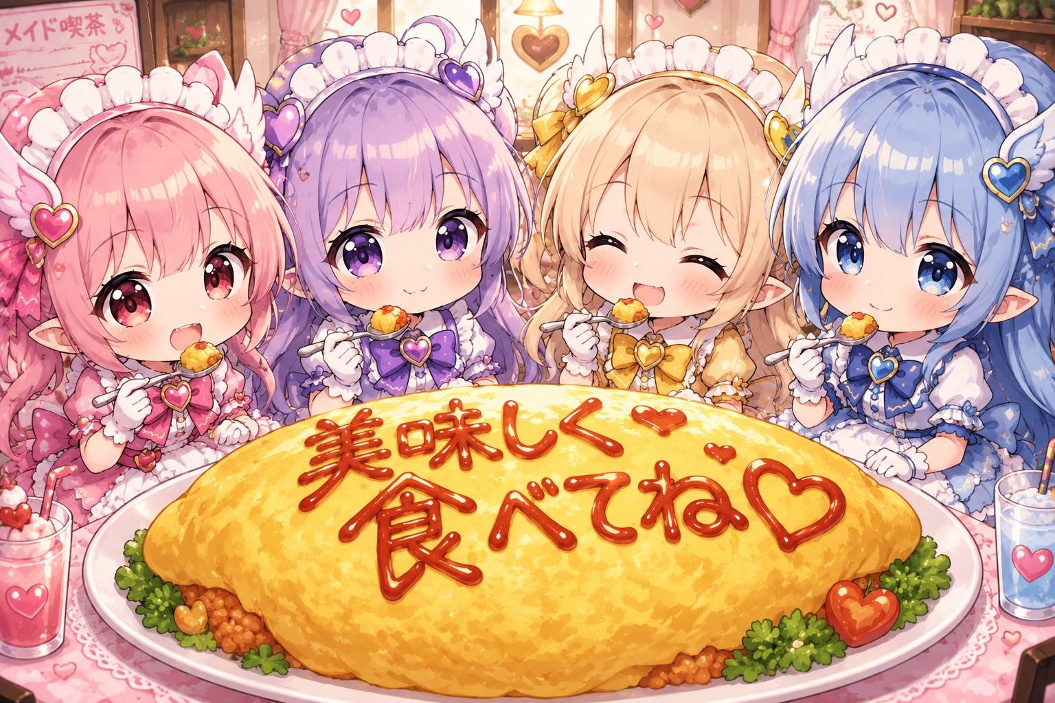 【#オムライス】をお上品に食べる魔法少女たち