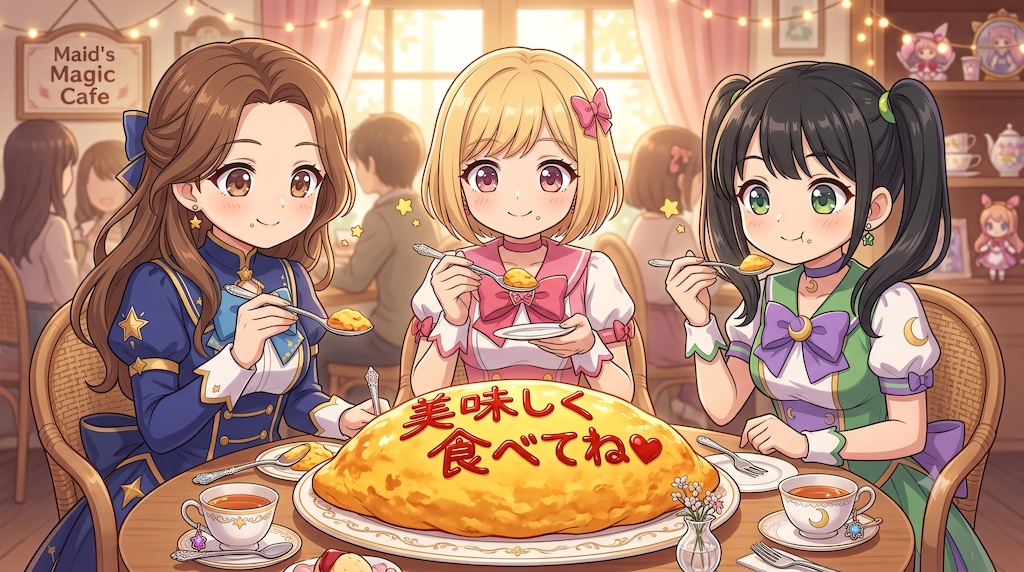【#オムライス】をお上品に食べる魔法少女たち