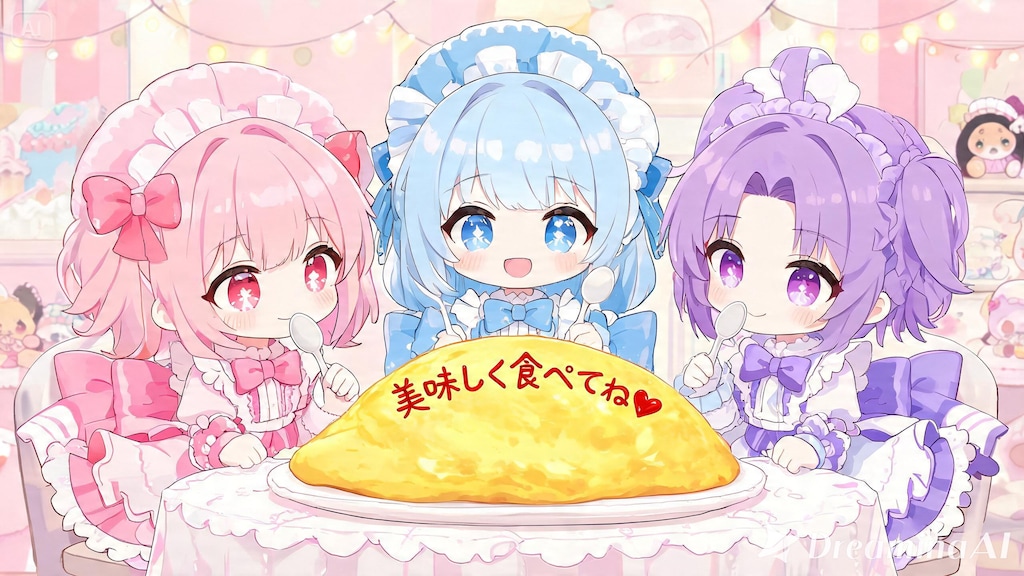 【#オムライス】をお上品に食べる魔法少女たち