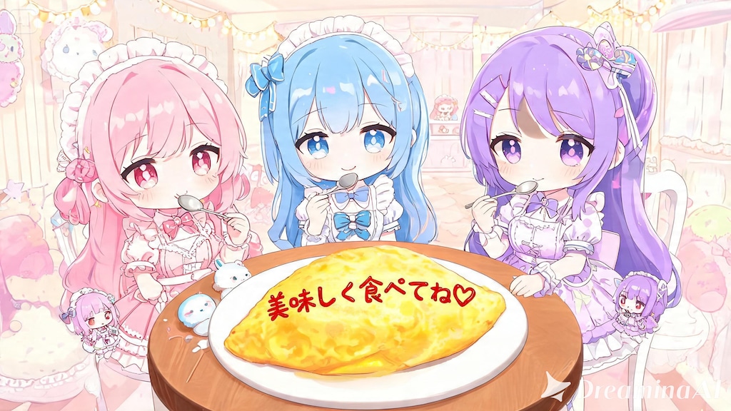 【#オムライス】をお上品に食べる魔法少女たち