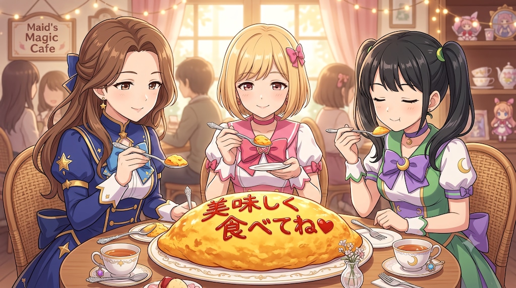 【#オムライス】をお上品に食べる魔法少女たち
