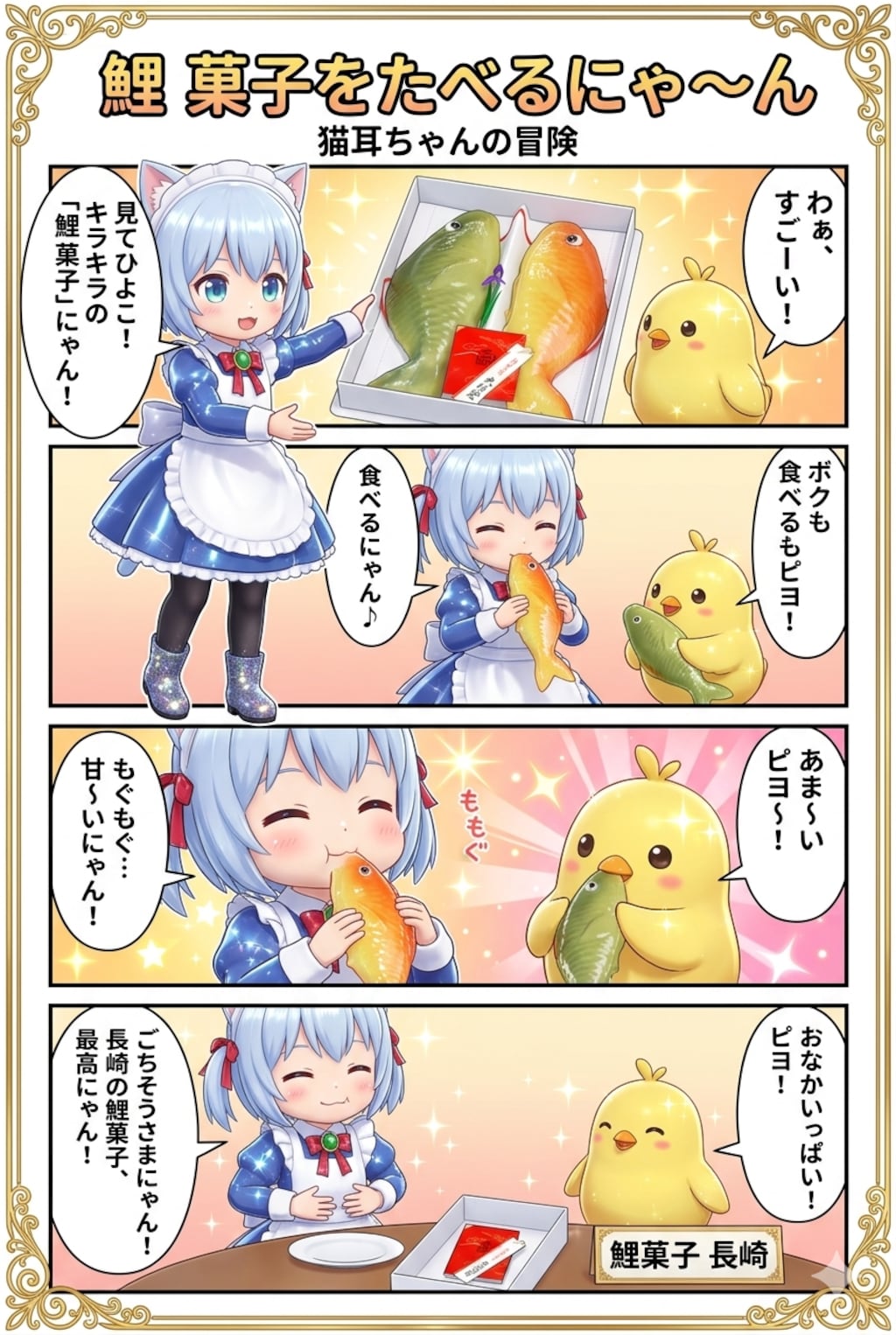 鯉菓子をたべるにゃ〜ん