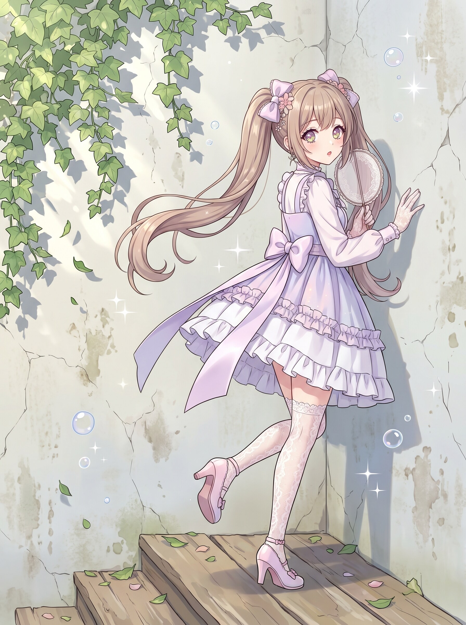 蔦影に揺れる薄紫