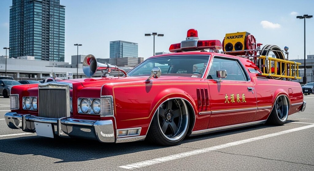 リンカーンコンチネンタルマーク4消防車のドリ車