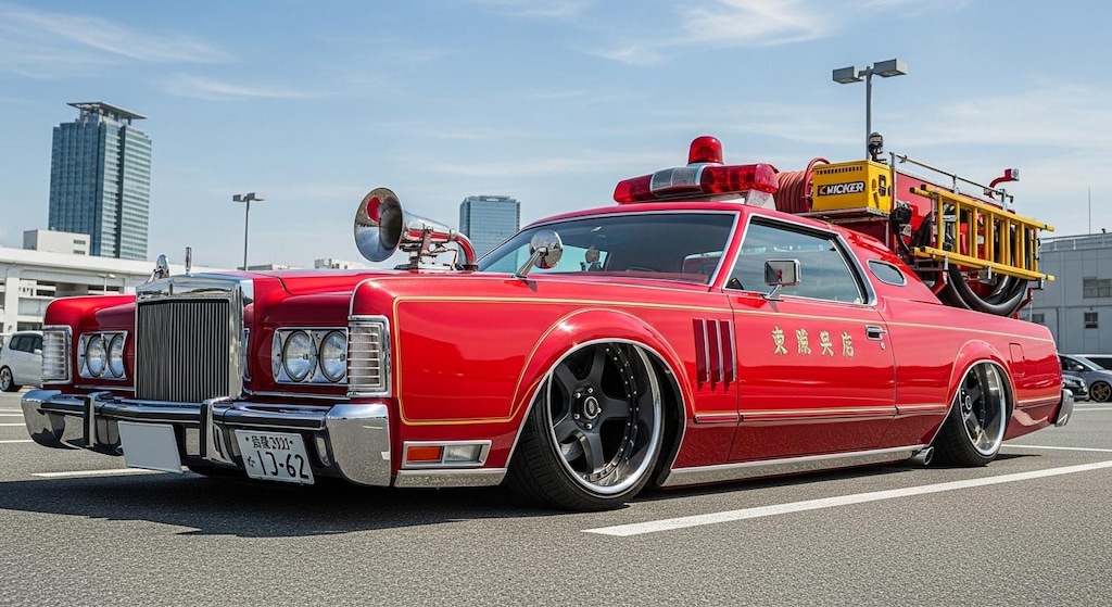 リンカーンコンチネンタルマーク4消防車のドリ車