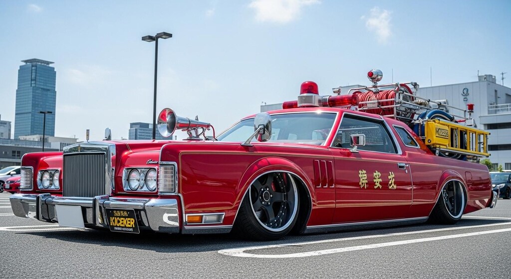 リンカーンコンチネンタルマーク4消防車のドリ車