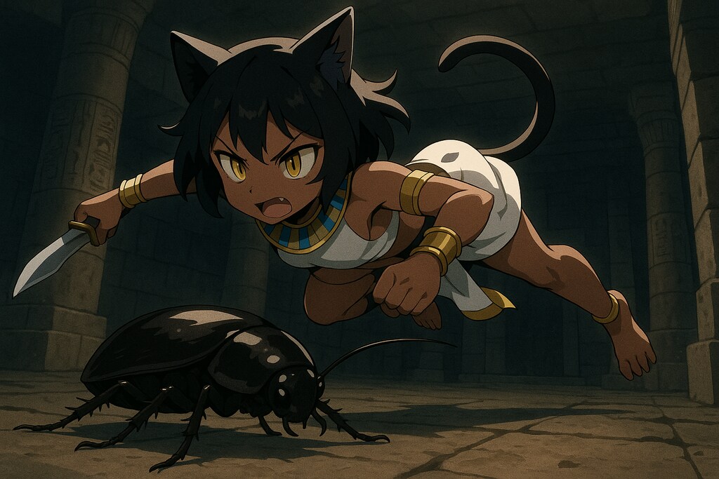 「褐色エジプト猫耳ロリ」投稿祭り（VS 古代エジプト名物超巨大ゴキブリ）