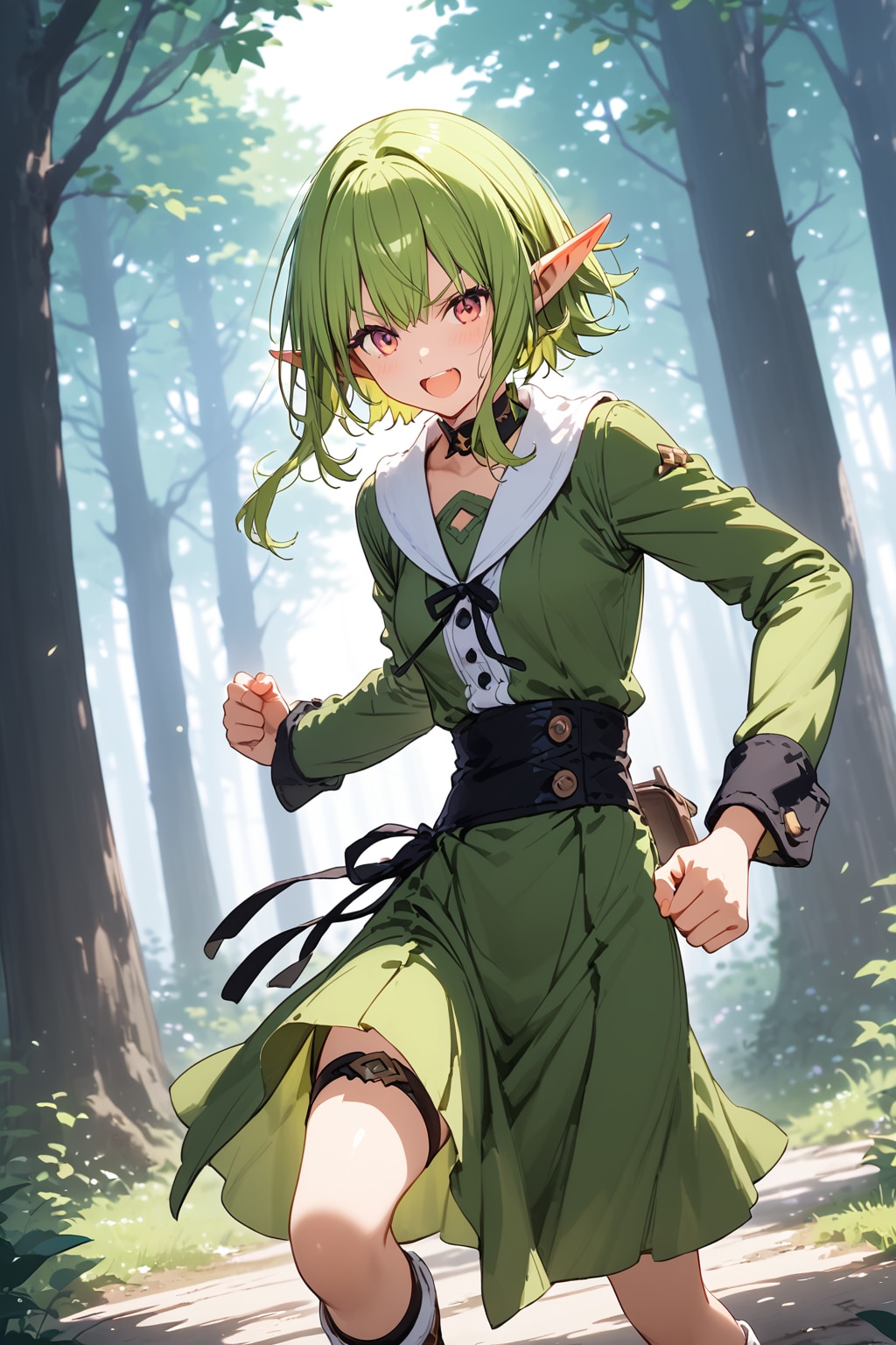 森の中で戦うエルフ