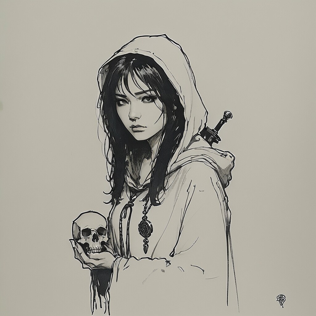 ネクロマンサー（ペン画） | の人気AIイラスト・グラビア