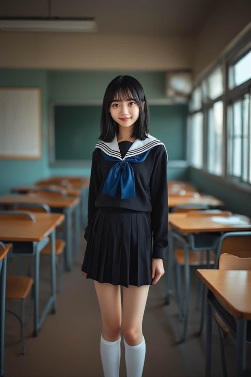 冬服白カラー黒セーラー①