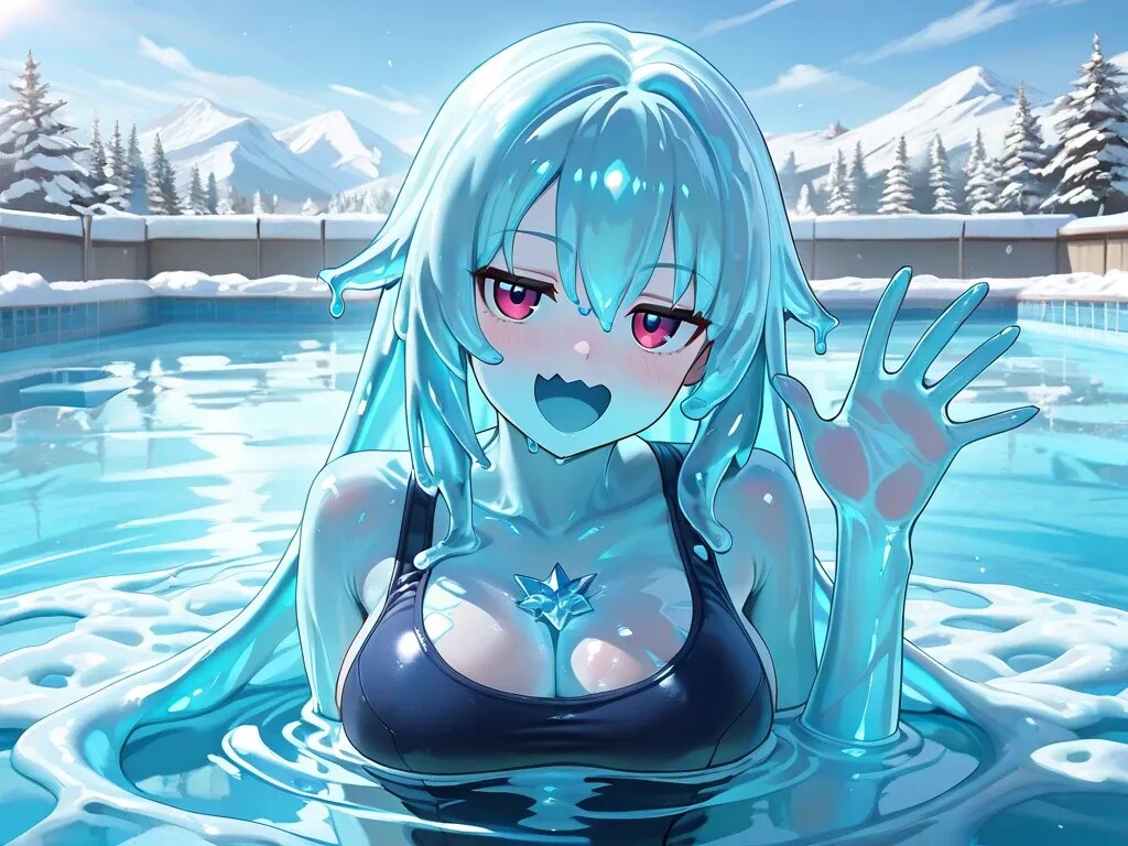 フロストスライムちゃんとスク水