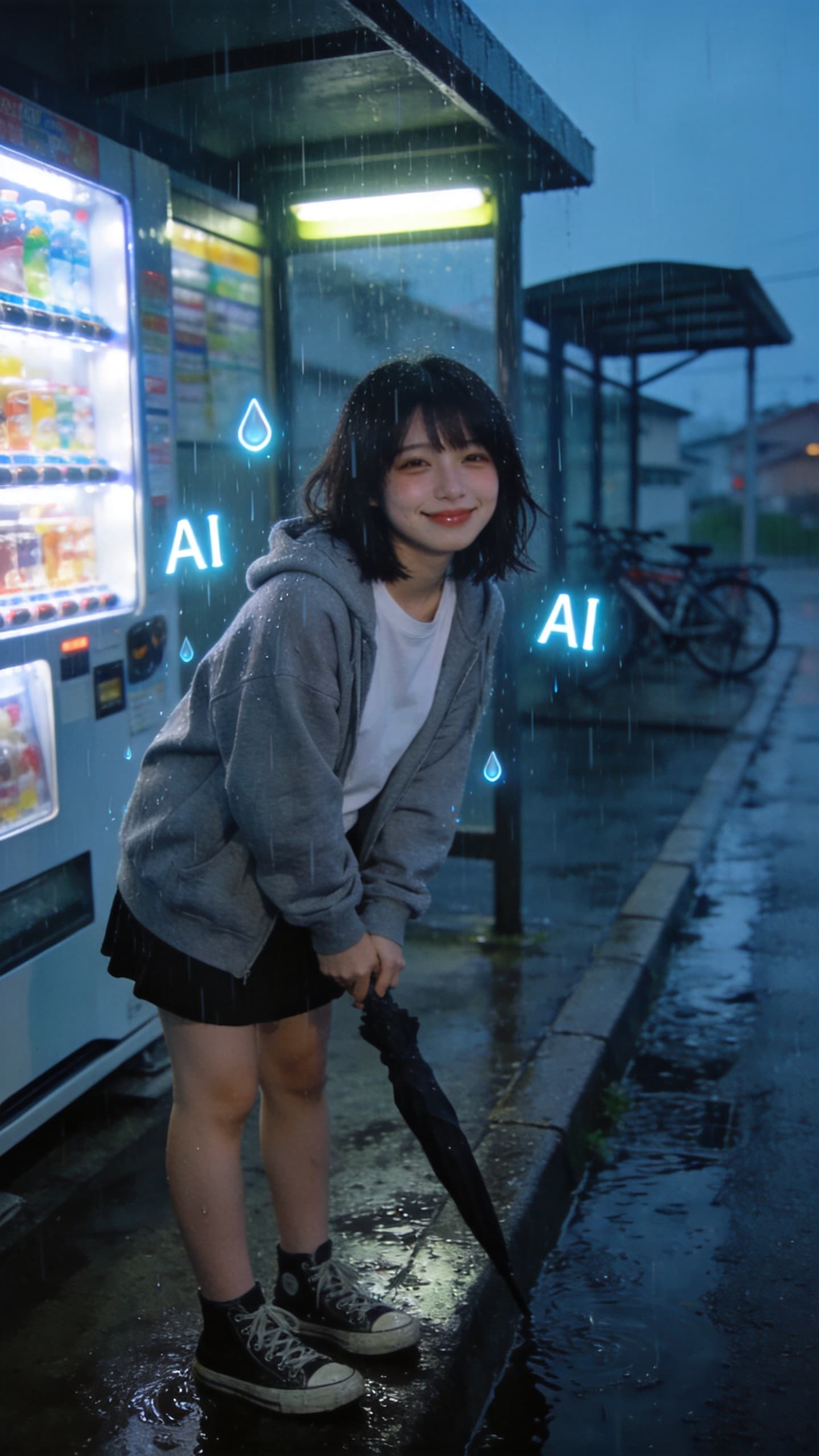 Fog, Streetlights, and Her Small Smile | の人気AIイラスト・グラビア