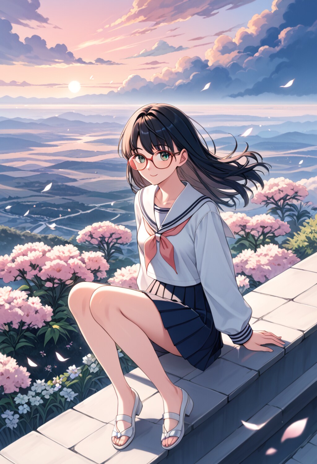 花畑に溶ける夕暮れの微笑み