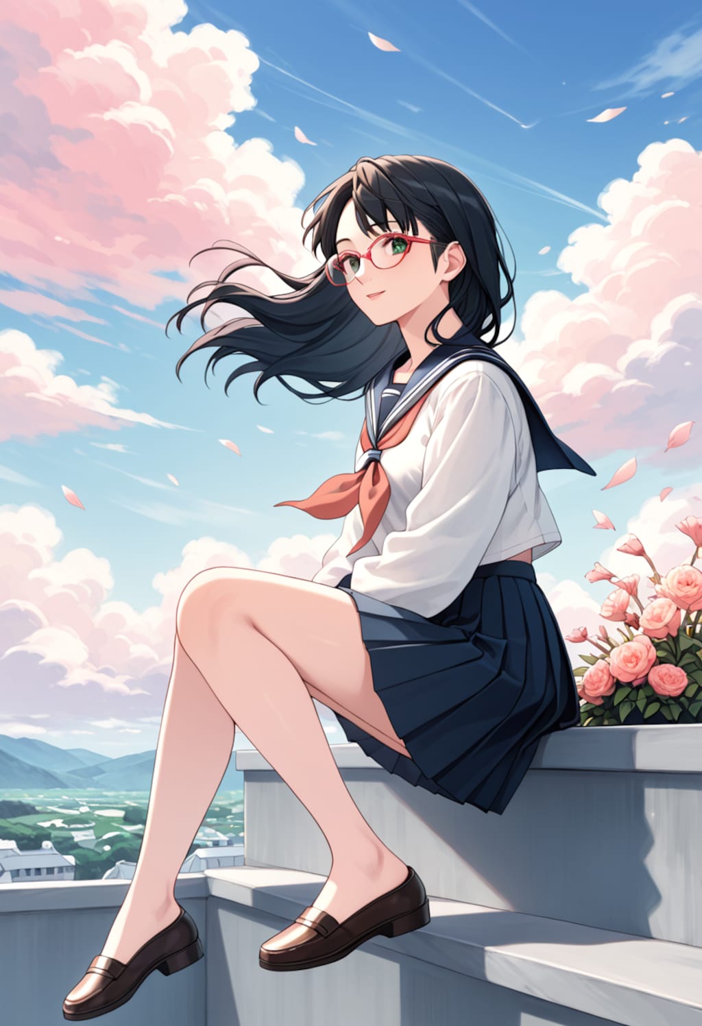 花畑に溶ける夕暮れの微笑み