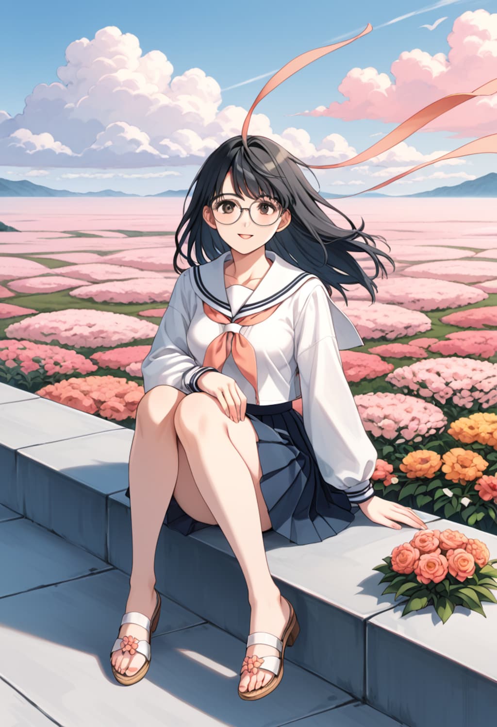 花畑に溶ける夕暮れの微笑み