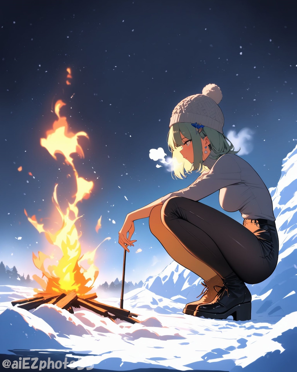 焚き火でほっと一息