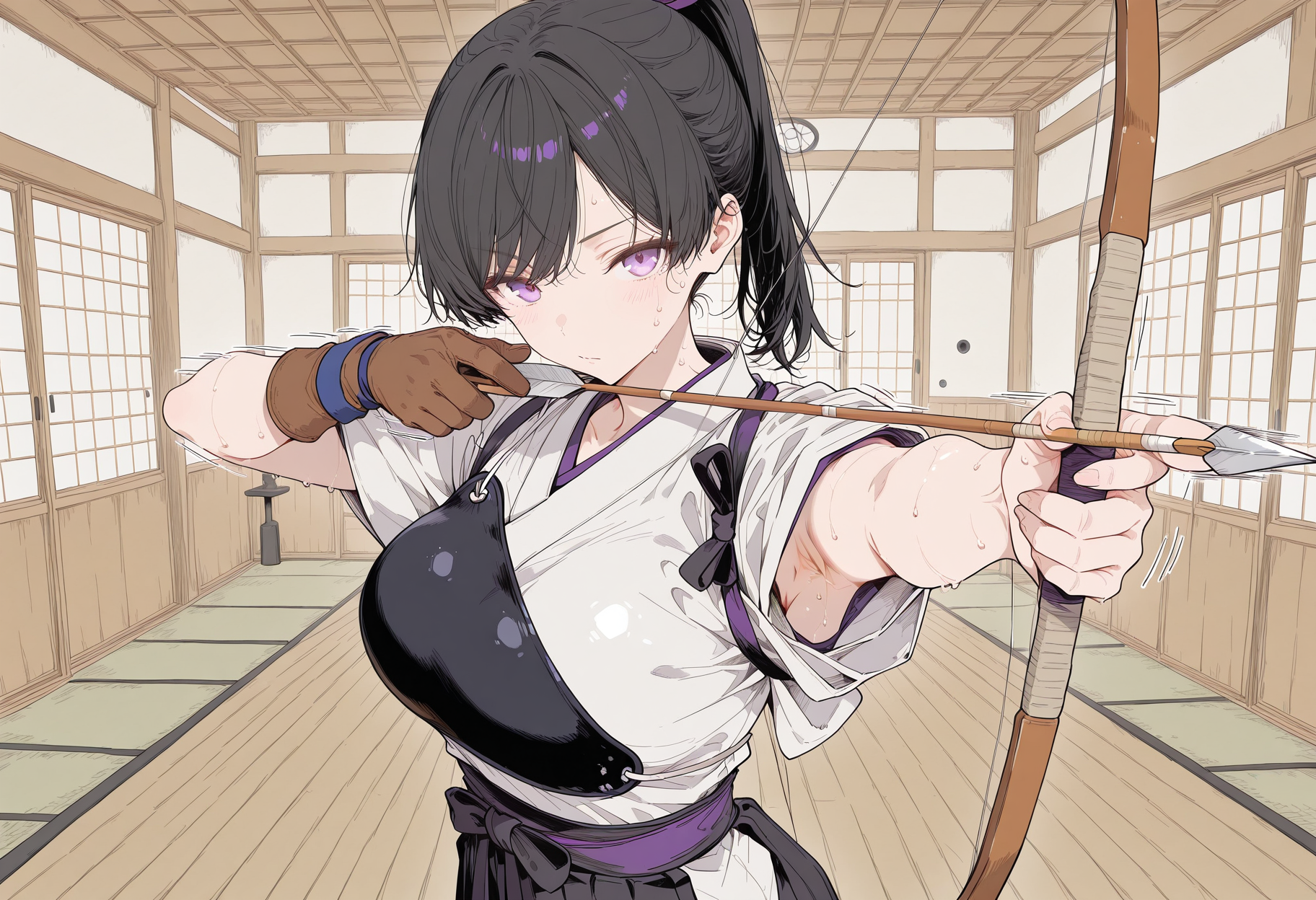 弓を射る