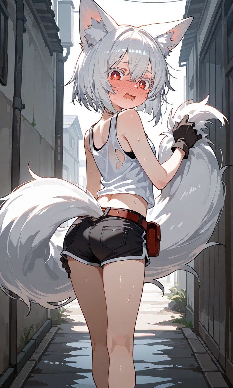 狐のコスプレをするうちの子