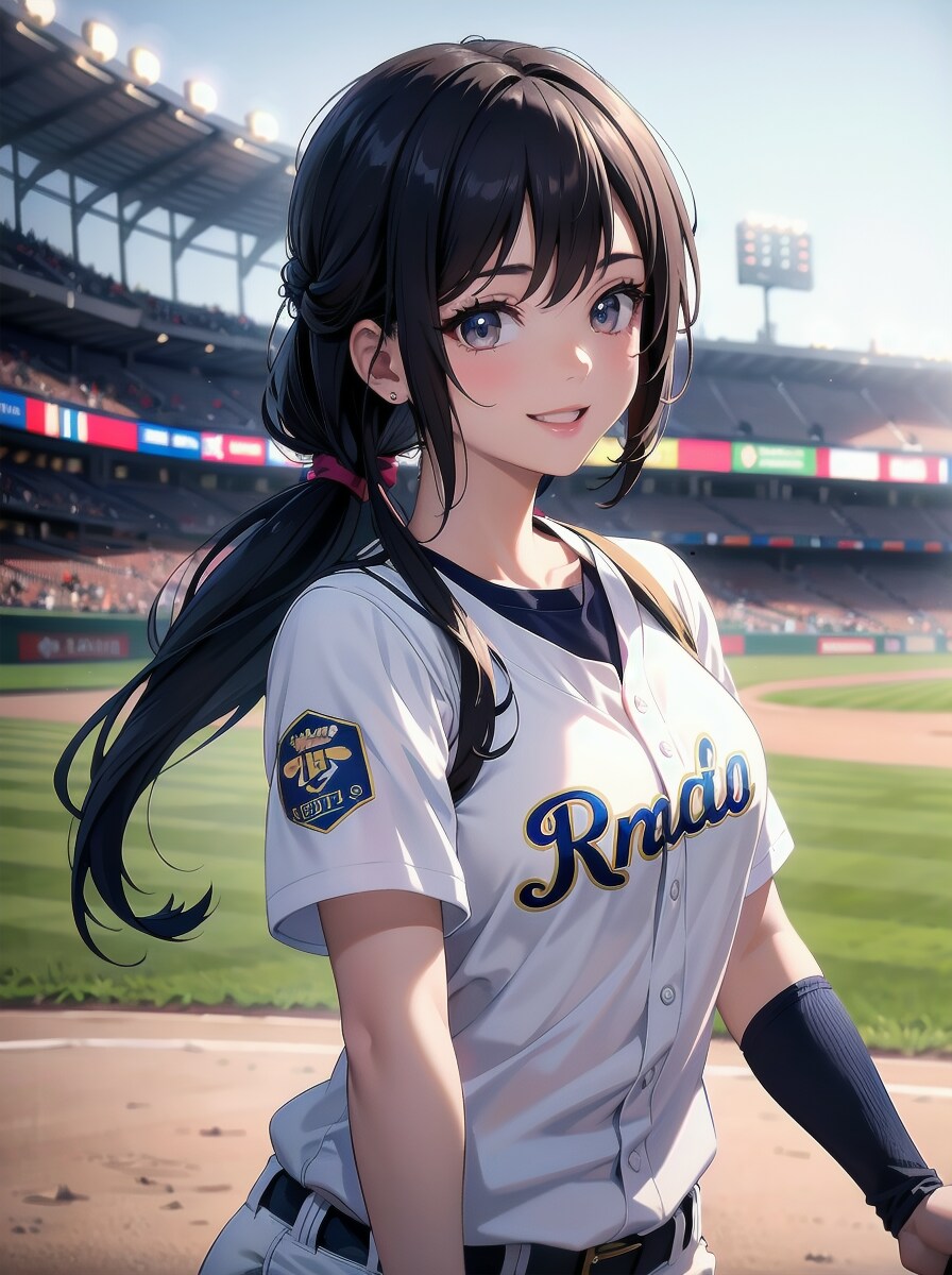野球ポニテ