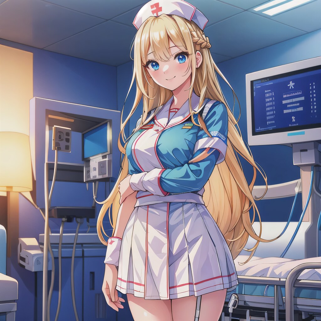 金髪ロングで看護服の少女４