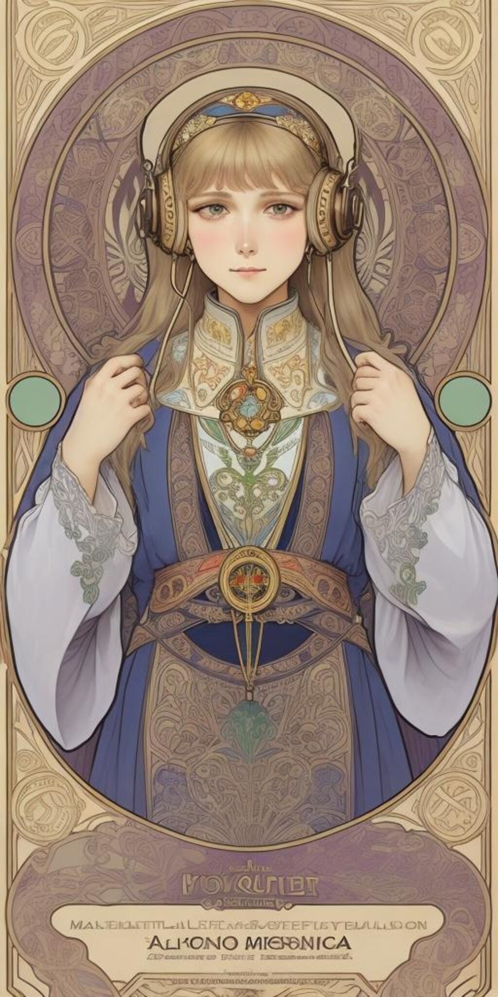 ミュシャ風ヘッドホン娘