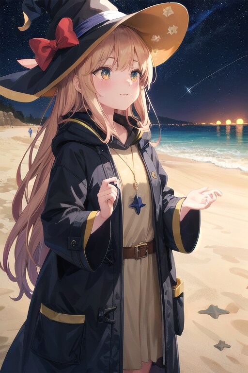 砂浜の魔女と星空 | の人気AIイラスト・グラビア