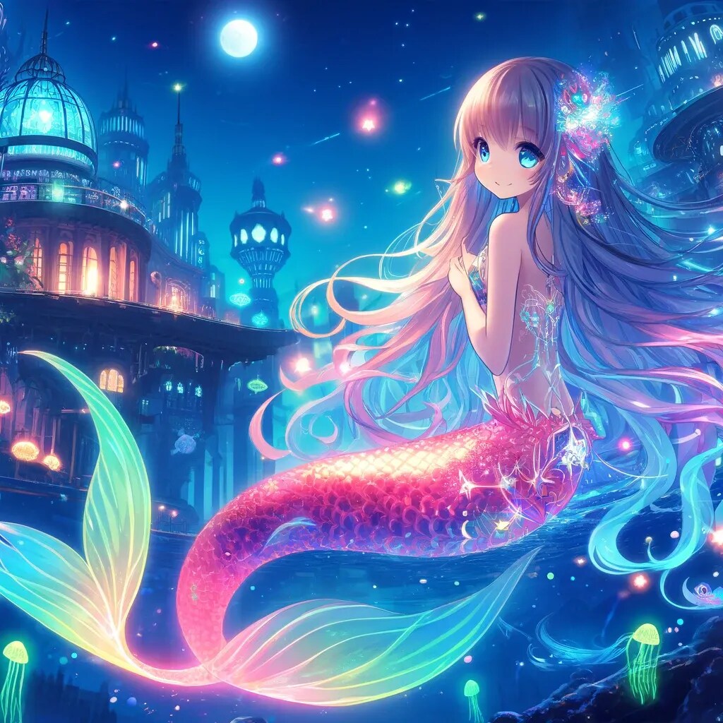 発光の人魚少女_Dalle