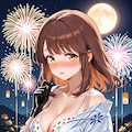 旅館にて。浴衣の心実と花火(ちちぷい版) 5枚目